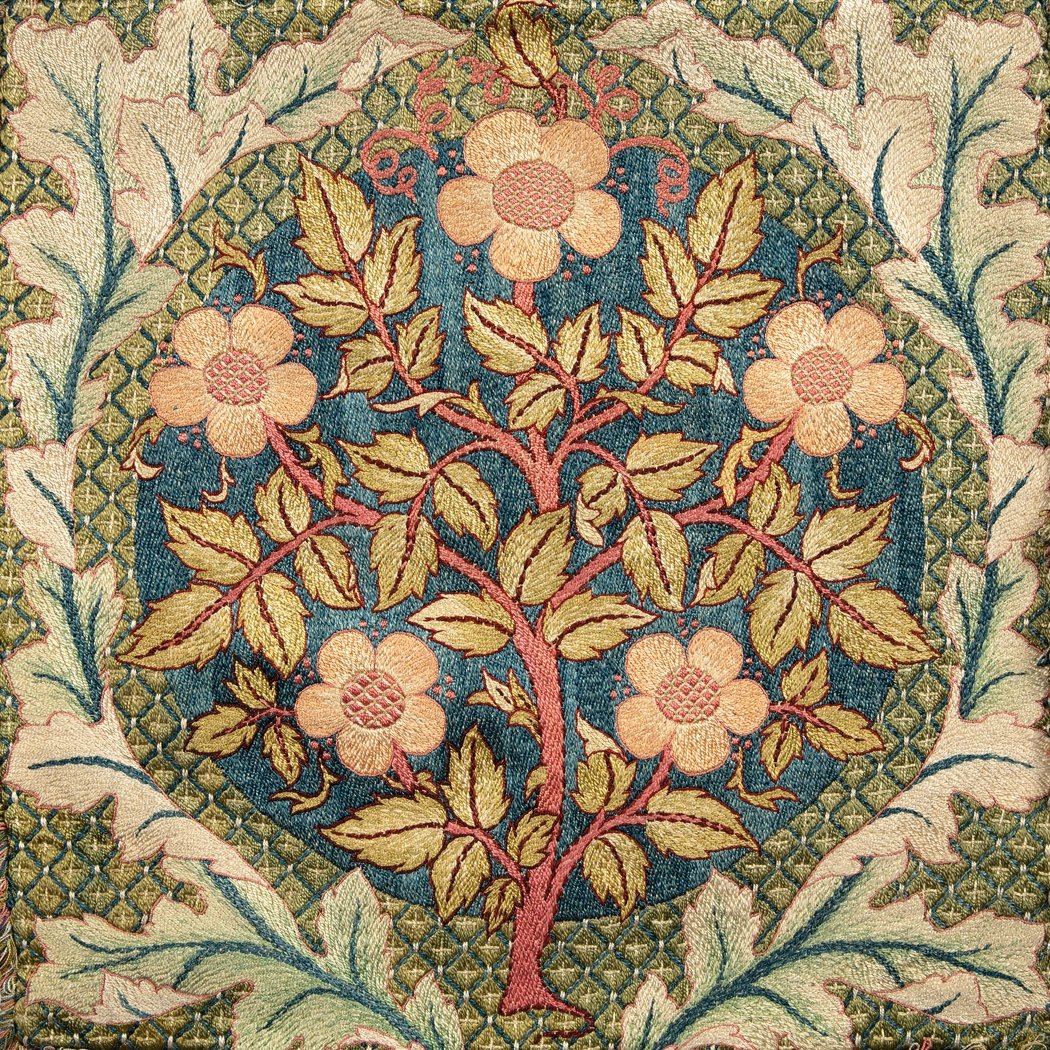 William Morris Flowering Rose Tray with Brass Handles