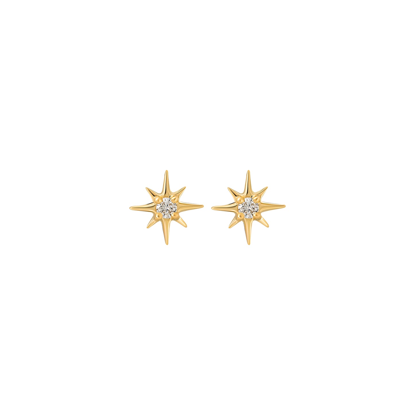 14k Gold + Diamond Mini Star Stud Earrings