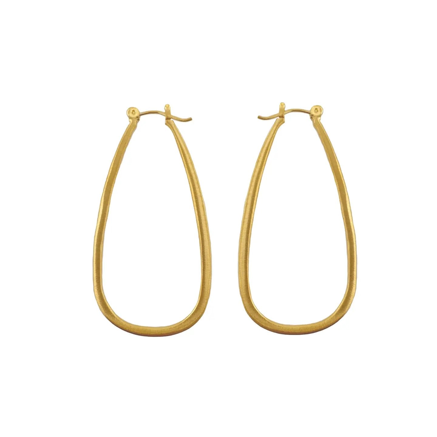 Large Teardrop Hoop Earrings - Gold Vermeil