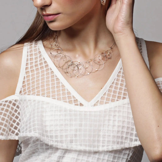 3-D Woven Cable 'Dew' Statement Necklace – Gold/Gold