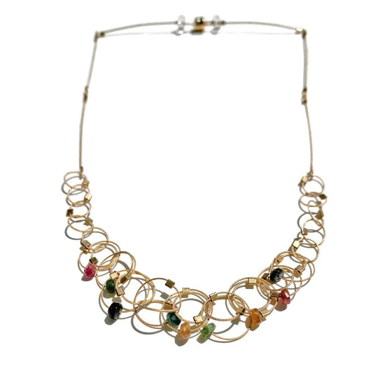 3-D Woven Cable 'Mini Vertigo' Necklace – Tourmaline/Gold