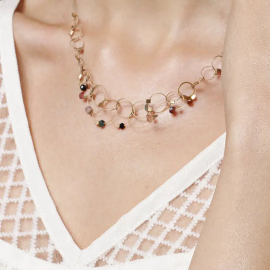 3-D Woven Cable 'Mini Vertigo' Necklace – Tourmaline/Gold