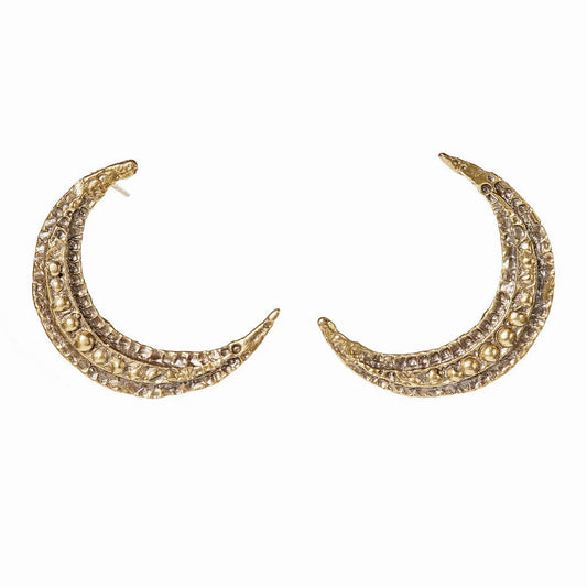 Large Crescent Moon Statement Stud Earrings