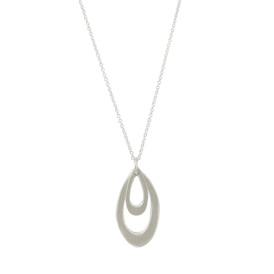 Double Leaf Pendant Necklace - Sterling Silver