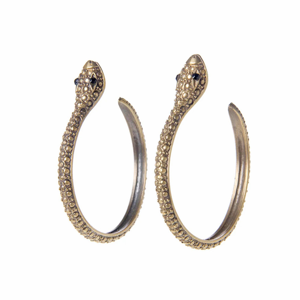 Textured Serpent Statement Hoop Earrings