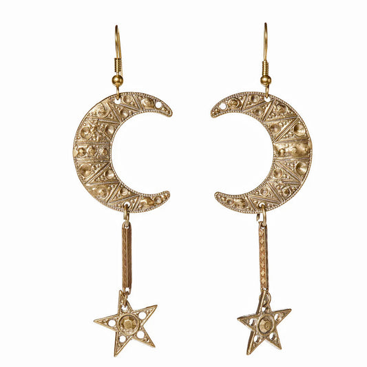 Celestial Moon + Star Statement Earrings