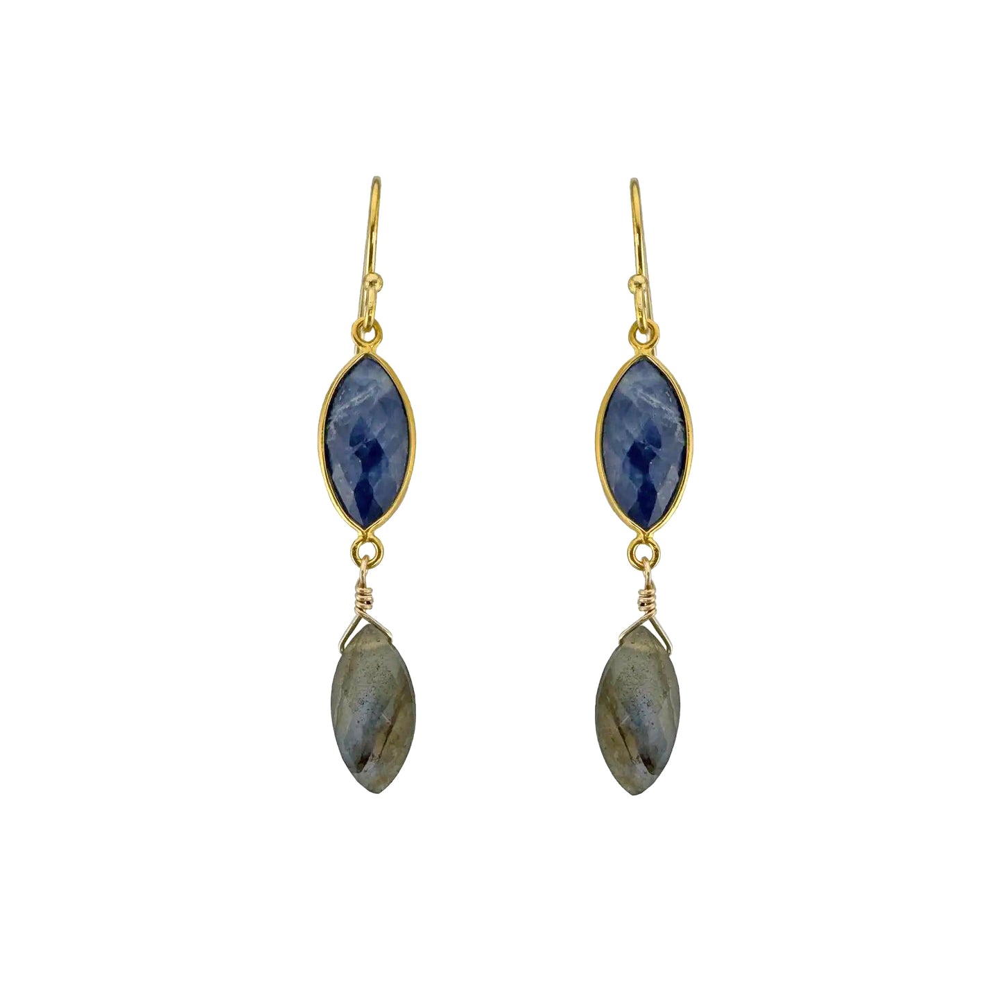 Sapphire Marquis + Labradorite Drop Earrings