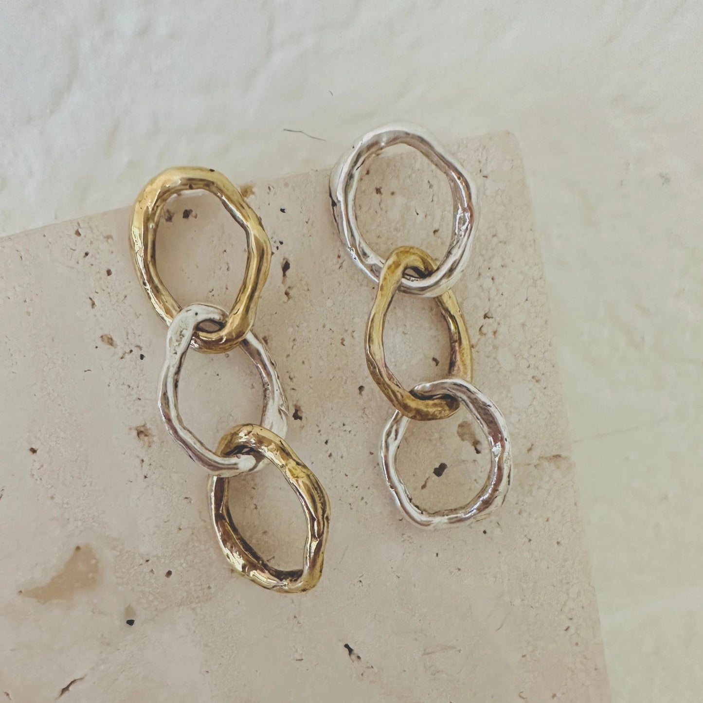 Mixed Metal 3-Link Tess Earrings