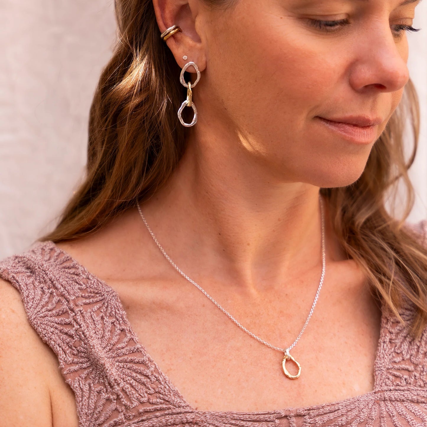 Mixed Metal 3-Link Tess Earrings