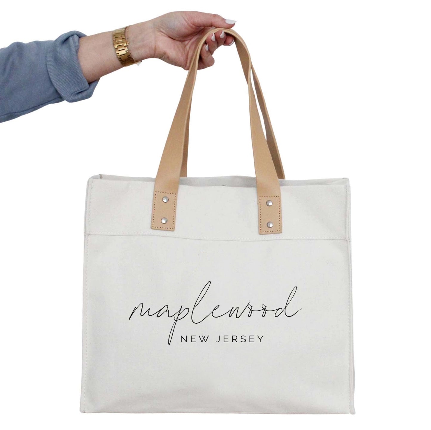 Maplewood, New Jersey Canvas + Leather Market Tote Bag
