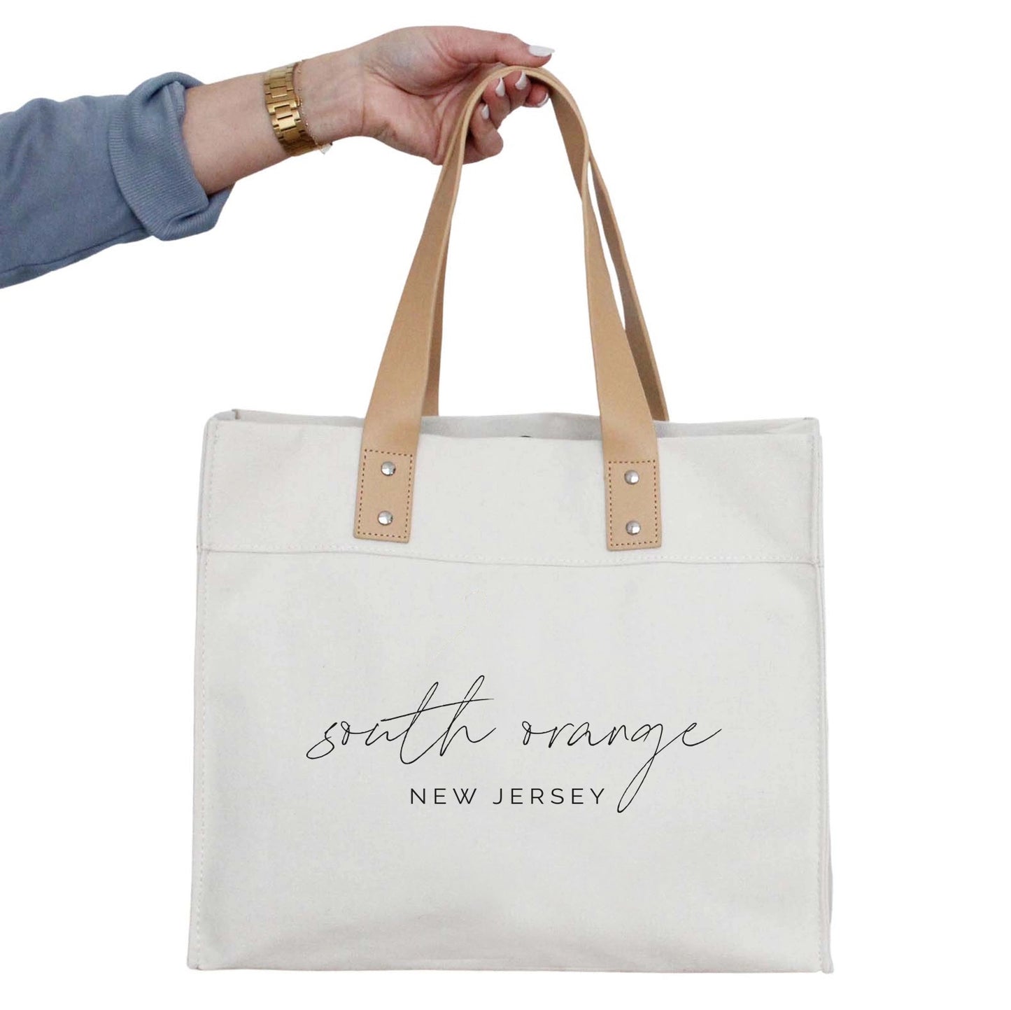 South Orange, New Jersey Canvas + Leather Market Tote Bag