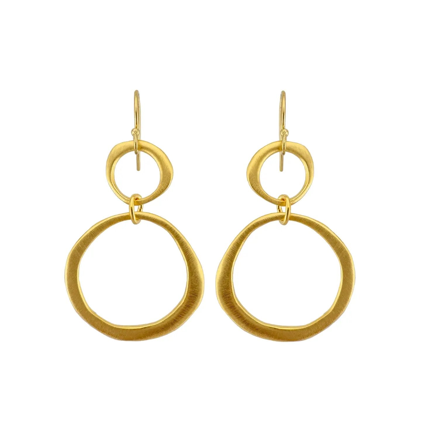 Double Circle Dangle Earrings - Gold Vermeil