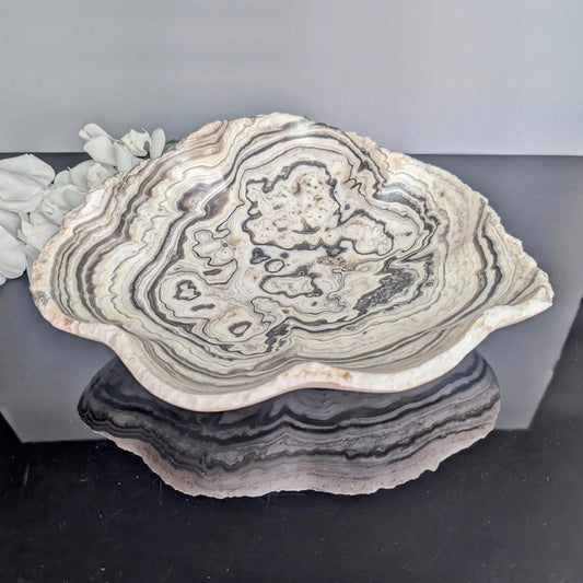 Hand Carved Large Zebra Stone Onyx Vessel