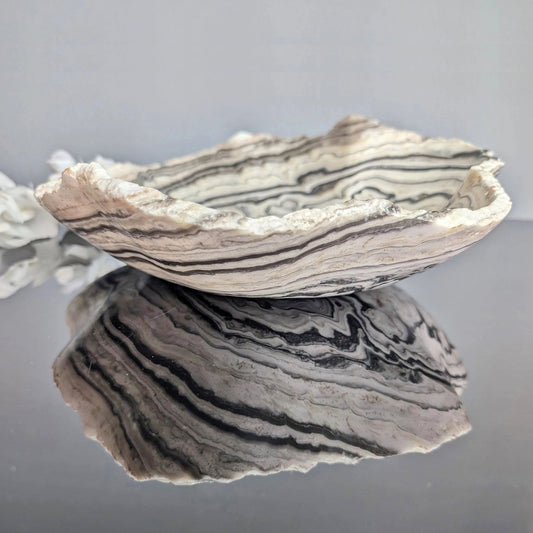 Hand Carved Large Zebra Stone Onyx Vessel