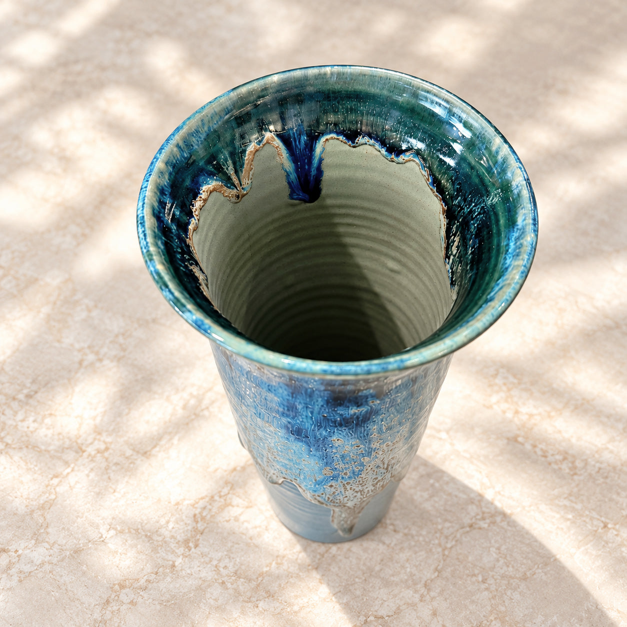 Flared Cylinder Porcelain Vase – Coastal Tide