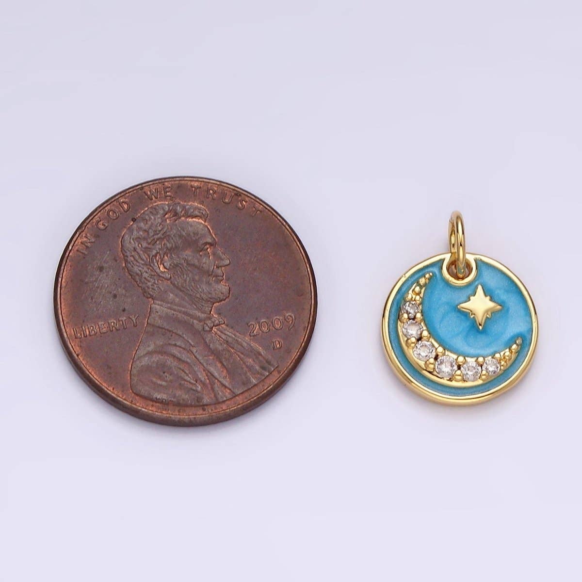 Celestial North Star + Crescent Moon Charm - Gold Filled