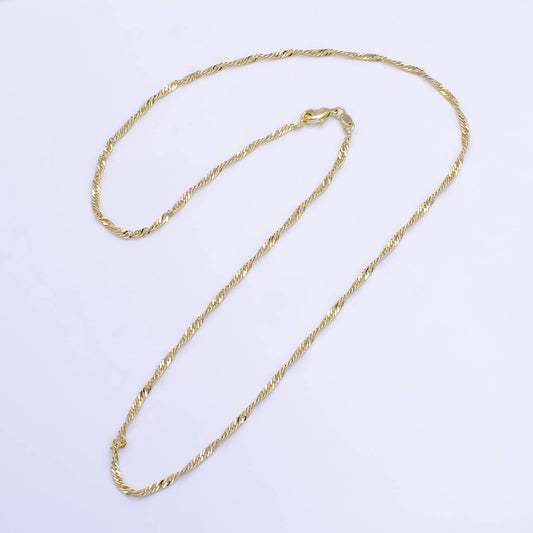 Gold Filled 2mm Singapore Chain Necklace - 20"