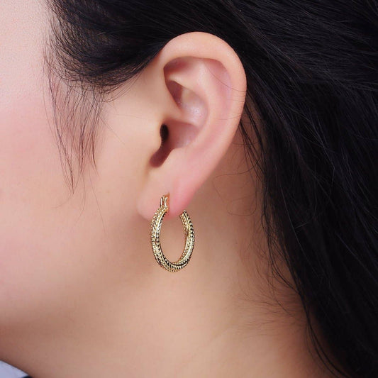 Gold Filled 25mm Braided Twist Hoop Earrings