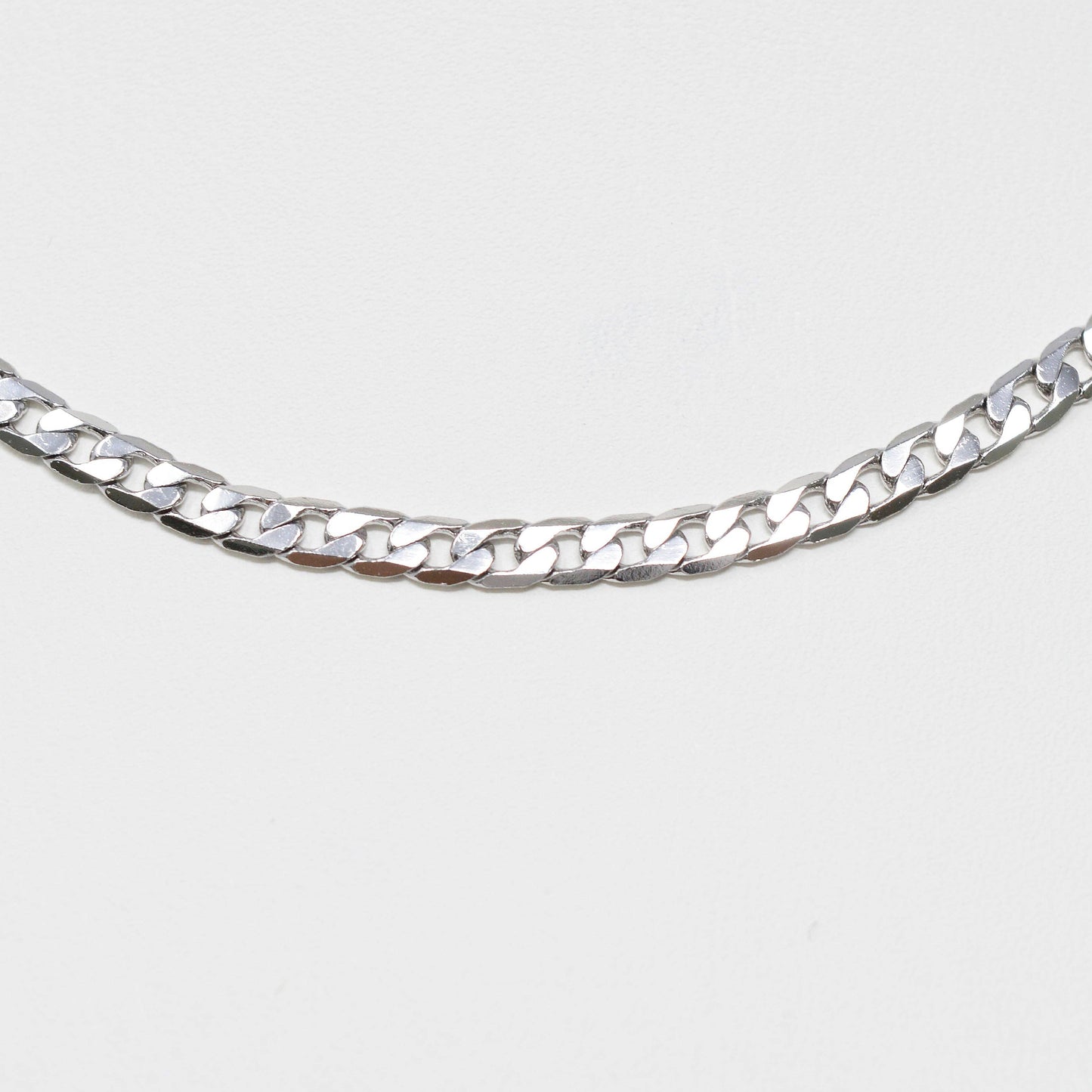 White Gold Filled 3mm Flat Curb Chain Necklace - 18"