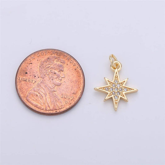 North Star Charm with Pavé CZs - Gold Filled