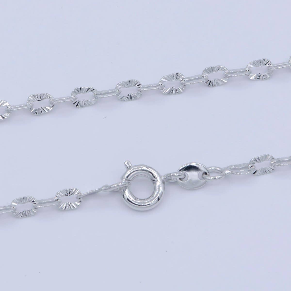 White Gold Filled 3mm Sunburst Cable Chain Necklace - 18"