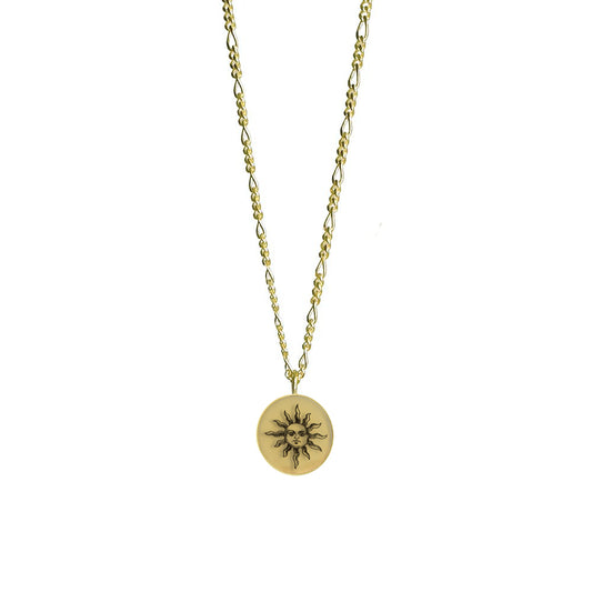 Figaro Gold Vermeil Graphic Pendant Necklace - Sun