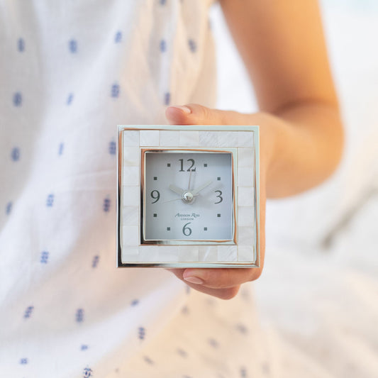 Mother of Pearl + Silver Alarm Clock