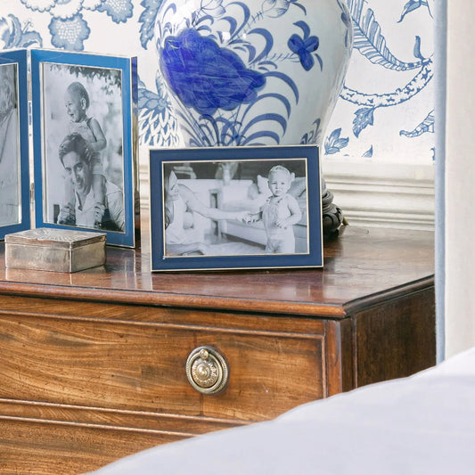 4x6 Enamel + Silver Picture Frame - Navy
