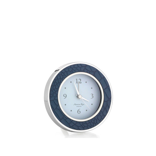 Faux Blue Croc + Silver Alarm Clock