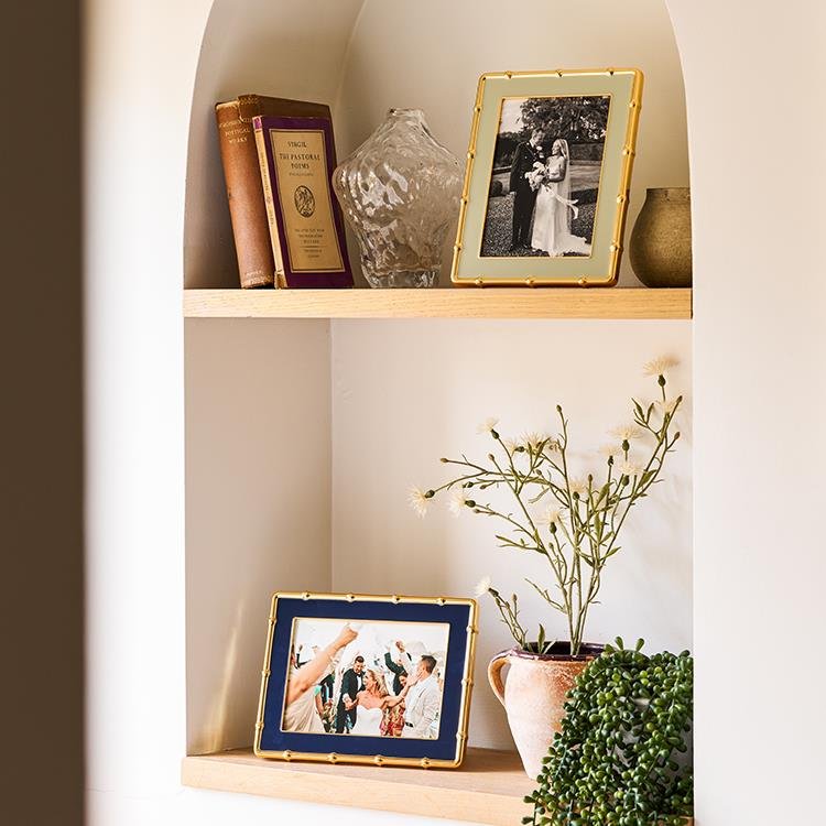 5x7 Sage Enamel + Gold Bamboo Picture Frame