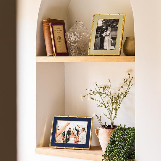 5x7 Sage Enamel + Gold Bamboo Picture Frame