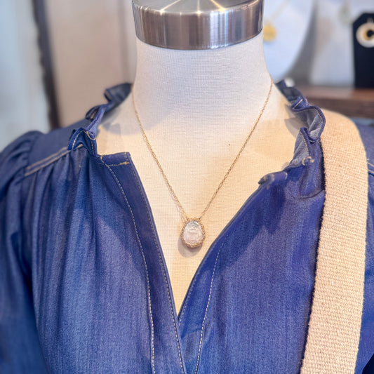 Hand-Crocheted Large Keshi Pearl ‘Kalani’ Necklace - Gold Filled