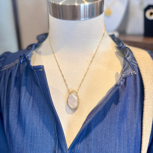 Hand-Crocheted Moonstone ‘Sierra’ Pendant Necklace - Gold Filled