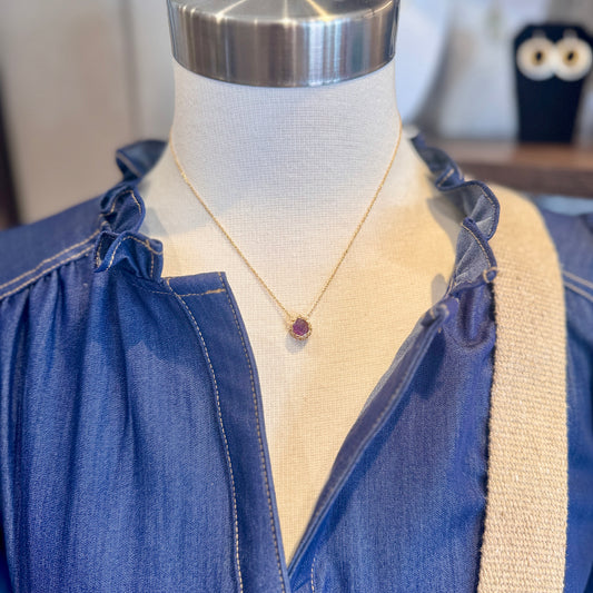 Hand-Crocheted Small Amethyst Pendant Necklace - Gold Filled