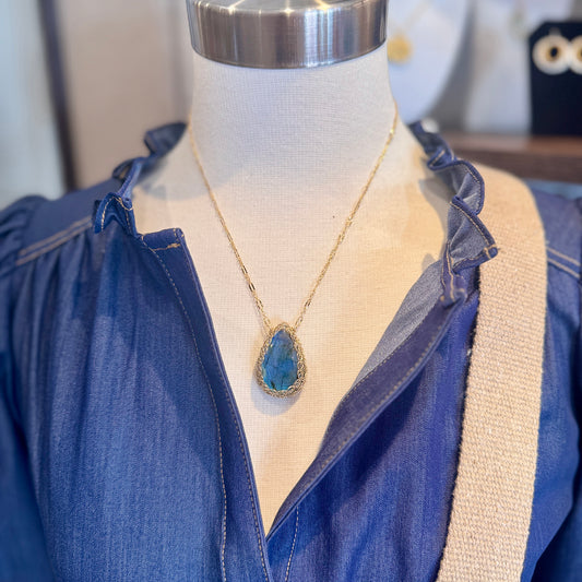 Hand-Crocheted Labradorite ‘Sierra’ Pendant Necklace - Gold Filled