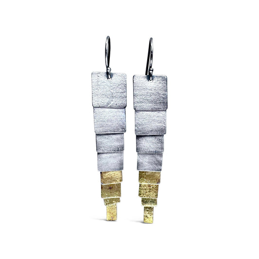 Mixed-Metal ‘Square Pivot’ Drop Earrings