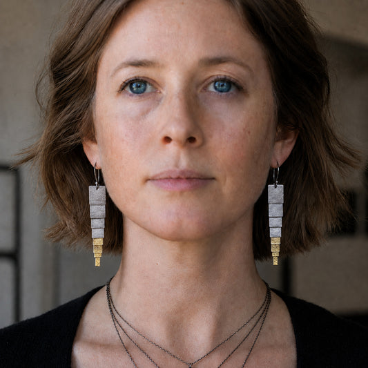 Mixed-Metal ‘Square Pivot’ Drop Earrings