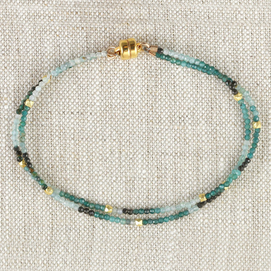 Grandidierite 2-Strand Gold Bracelet — Gold Vermeil