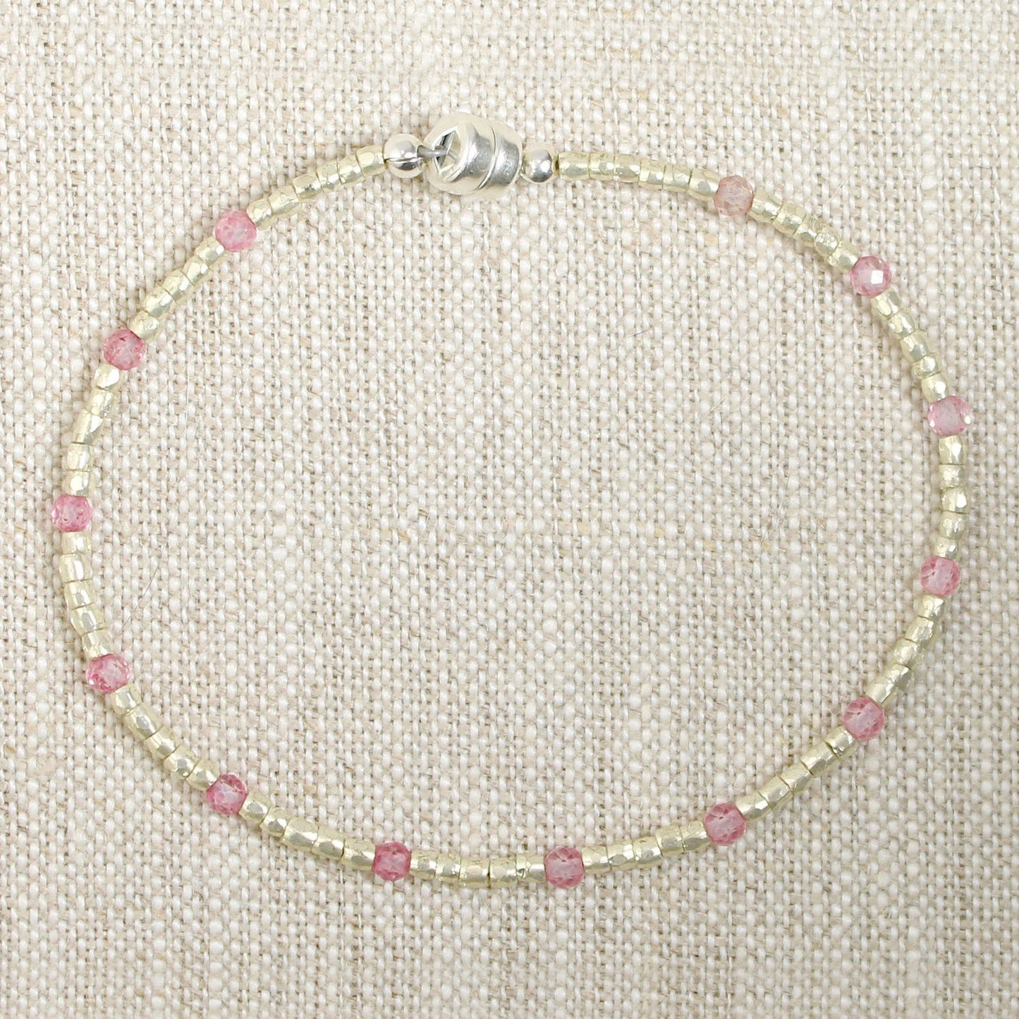 Silver Glass + Pink Topaz Bracelet — Sterling Silver