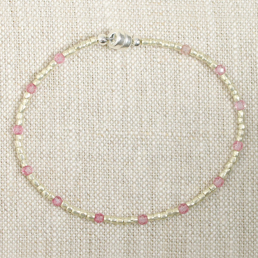 Silver Glass + Pink Topaz Bracelet — Sterling Silver