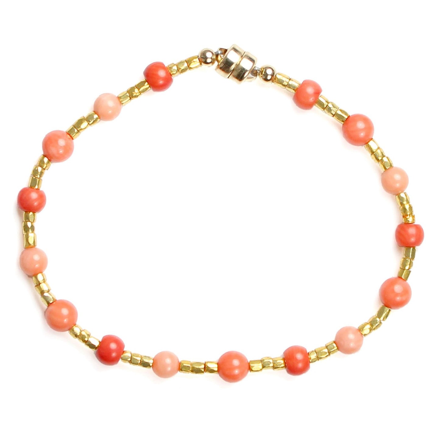 Gold Glass + Multicolor Coral Bracelet — Gold Vermeil