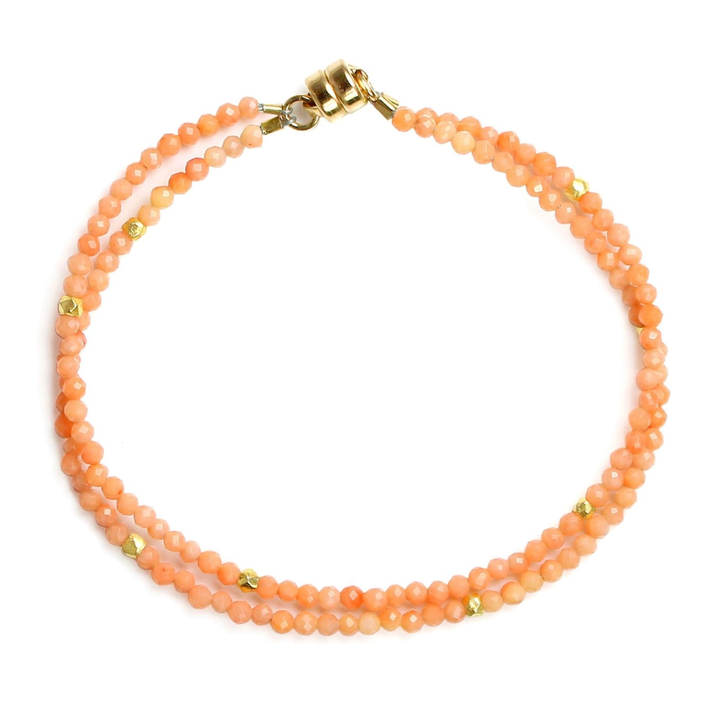 Coral Bead 2-Strand Bracelet — Gold Vermeil