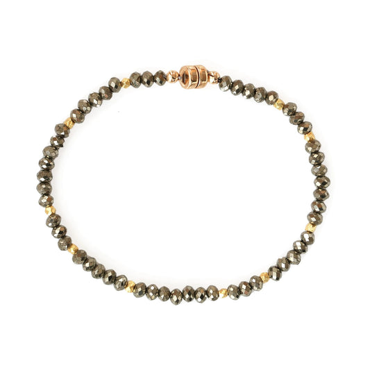 Pyrite + Gold Beads Bracelet