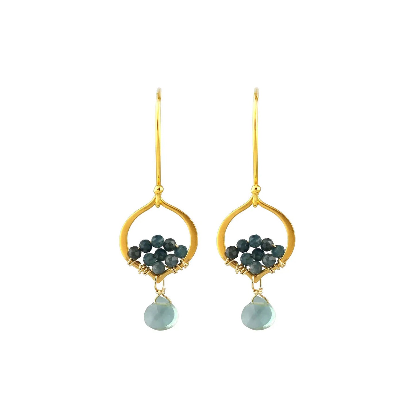 Green Quartz + Grandidierite Mosaic Gem Earrings