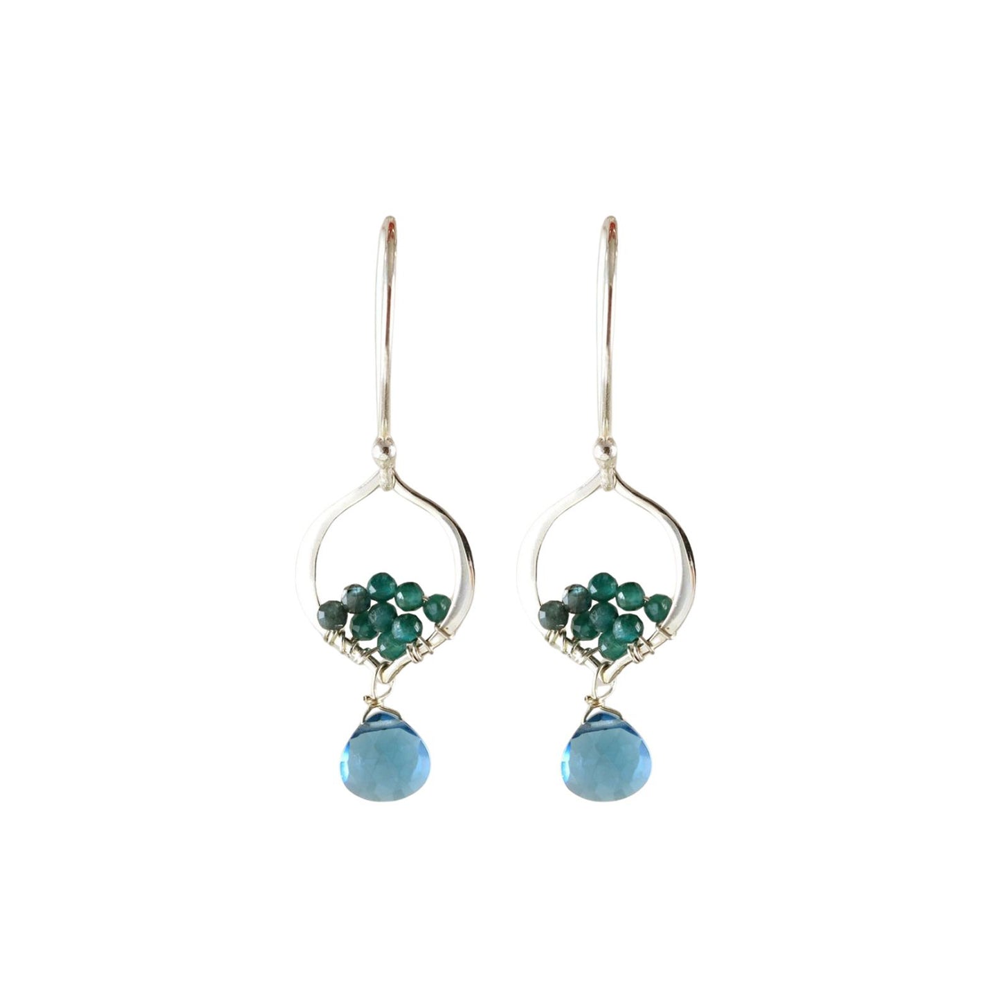 Grandidierite + London Blue Quartz Mosaic Gem Earrings
