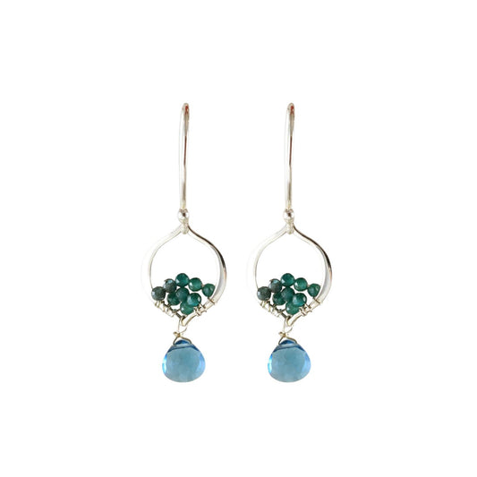 Grandidierite + London Blue Quartz Mosaic Gem Earrings