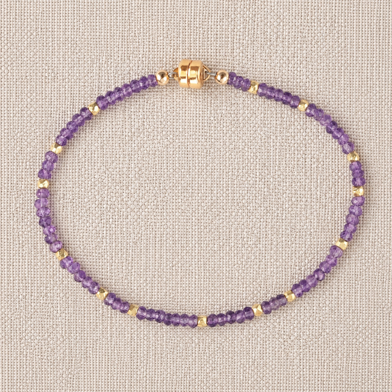 Amethyst + Gold Bead Bracelet