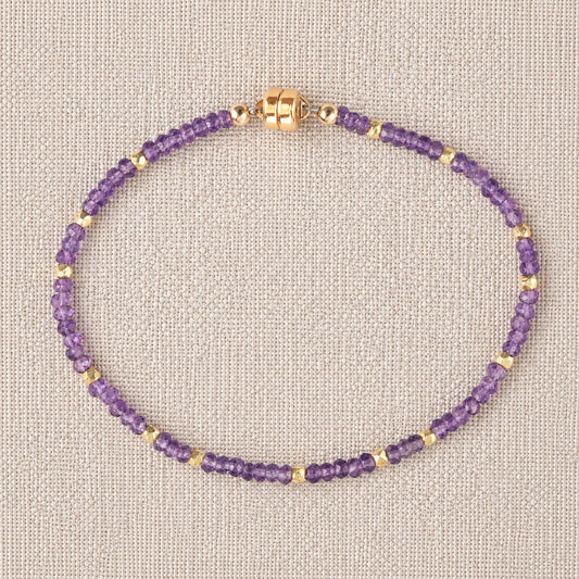 Amethyst + Gold Bead Bracelet