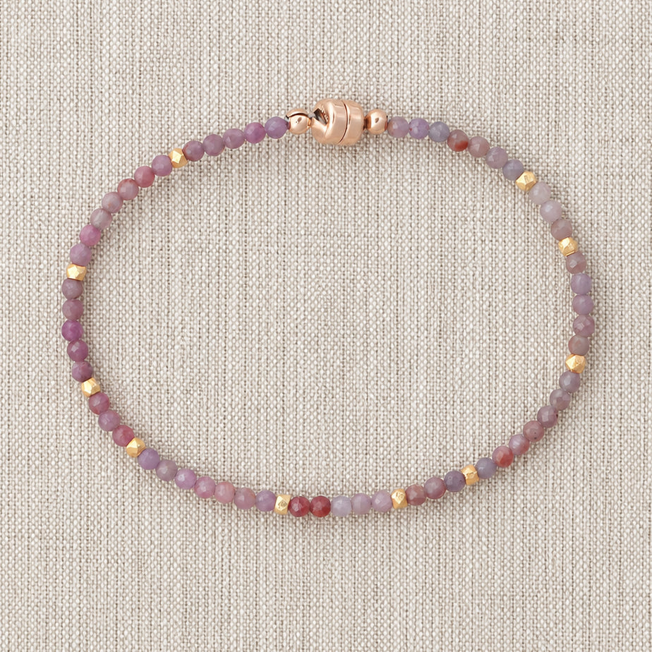 Ruby + Gold Bead Bracelet