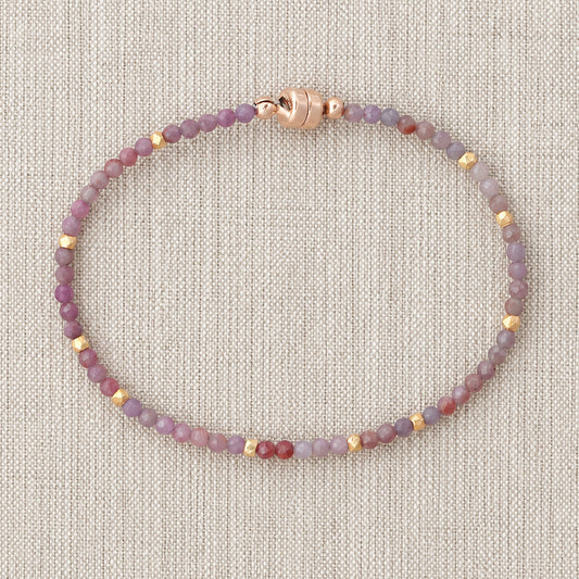 Ruby + Gold Bead Bracelet